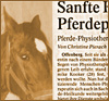 Holzstab-Diagnose auf runden Pferdepopos - Physiotherapie am Tier, von Christine Pierach, Deggendorfer Zeitung 25.11.2004